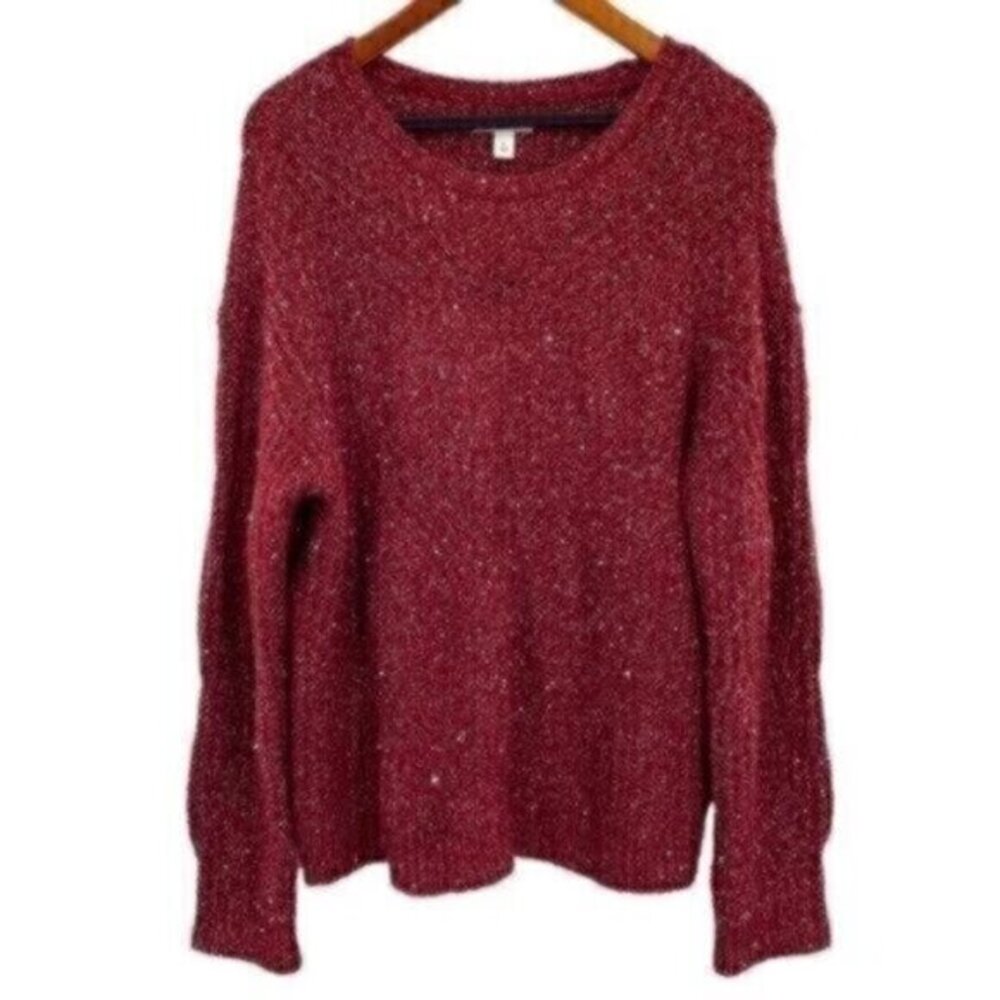Nine West Women’s Chunky Metallic Red Knit Sweater